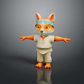 Cute Cartoon Fox Game Movie Character With Blue Headband White Outfit And Orange Ears Paws