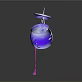 Artistic Purple White Teapot With Pink Dripping Liquid And Saucer