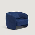 Elegant Modern Blue Single Sofa With Quilted Texture And Accent Pillow 3d model