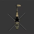 Detailed Military Camouflage Helicopter With Rotor Blades And Fuselage Structure