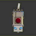 Robot Dog Character With Red Alarm Light Blue Ears Display Keyboard Mechanical Arms And Wheels