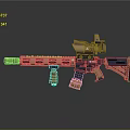 Modern Tactical Rifle With Orange Black Handguard And Tactical Scope Grip