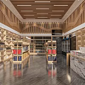 Modern Tobacco And Alcohol Store Interior With Shelves Wines Coolers And Marble Counter
