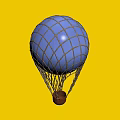 Blue Mesh Hot Air Balloon Decorative Ornament Set with Brown Basket Tabletop Decor