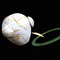 Elegant Fashion Accessories Featuring White Marble Pattern Golden Accents And Green Bangle
