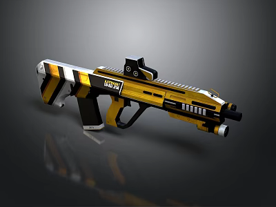 Futuristic Yellow Black Weapon With Scope And Modern Tactical Design 3d model