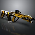 Futuristic Yellow Black Weapon With Scope And Modern Tactical Design