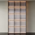Modern Grid Room Divider With Wooden Frame Translucent Panels And Lighting 3d model