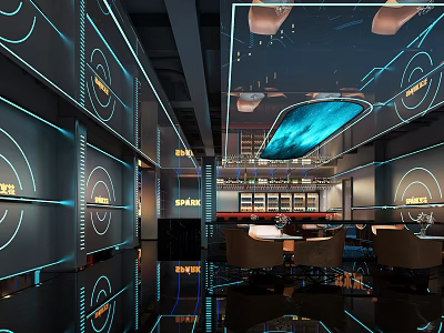 Hi Tech KTV Lounge With Neon Lights And Futuristic Decor 3d model