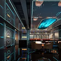 Hi Tech KTV Lounge With Neon Lights And Futuristic Decor