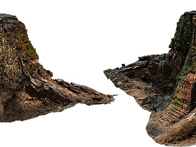 Natural Rock Formations With Moss Covered Surfaces And Split Geological Structure 3d model