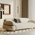 Mid-ancient style multi-person sofa floor lamp hanging picture 3d model
