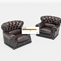 Classic Leather Single Seater Sofa with Tufted Back and Stitched Armrest Details 3d model