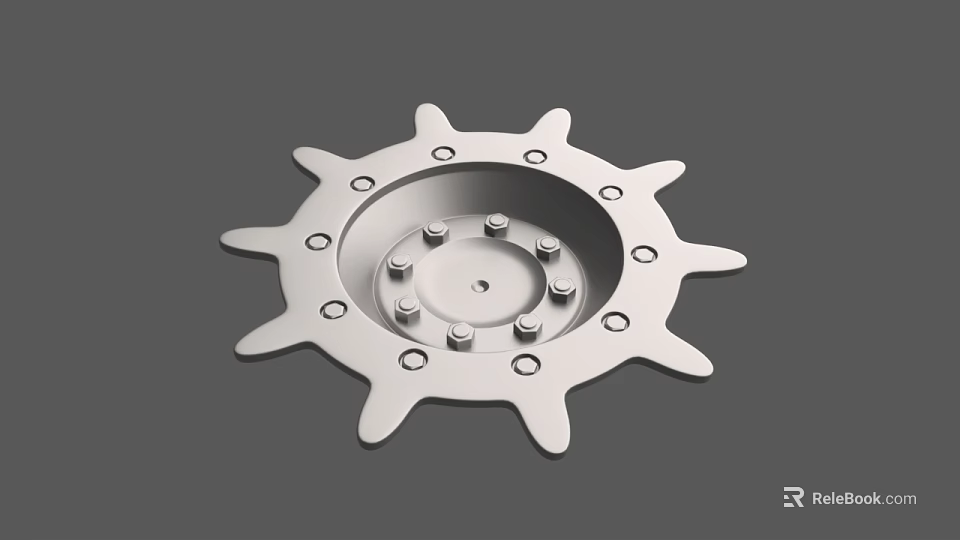 Star Shaped Metal Mechanical Component With Central Bolts And Peripheral Holes 3d model 
