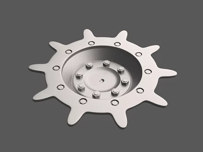 Star Shaped Metal Mechanical Component With Central Bolts And Peripheral Holes 3d model