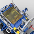 Blue Building Block Space Rover with Large Wheels Transparent Yellow Section and Antenna