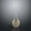 Elegant Golden Net Like Chandelier Design With Dark Background And Reflection 3d model