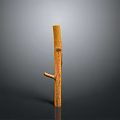 Handmade Brown Wooden Cane With Curved Handle And Natural Grain Texture Design
