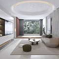 Sleek Modern Open Plan Living And Dining Room With Unique Starry Ceiling And Comfortable Furniture