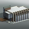 Modern Sales Office Building With Glass Facade And Structural Design Elements
