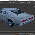 Classic Blue Two Door Sports Car With White Stripes GT350H And Black Wheels