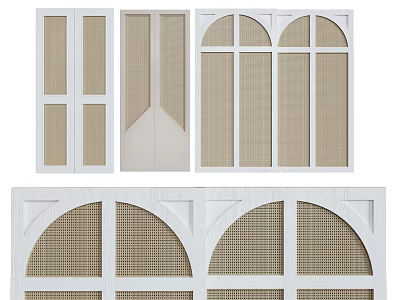 Various Decorative Window Grilles With Rattan Mesh Panels And Arch Designs 3d model