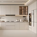 Modern Kitchen Interior Design With Light Cabinets Integrated Appliances And Natural Lighting 3d model