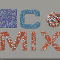 3D Letters M C MIX Design Composed Of Colorful Beads Purple Blue Red White
