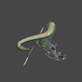 Dragon Like Game and Movie Character With Serpentine Body Holding Spear And Armored Details
