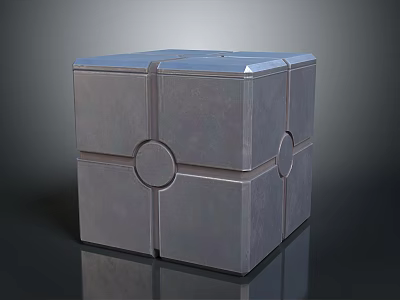 Modern Metallic Cube Structure With Smooth Surface And Circular Joint Details 3d model