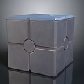 Modern Metallic Cube Structure With Smooth Surface And Circular Joint Details