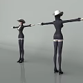 Game and Movie Character 3D Model With Black Tight Suit White Hat and High Heels