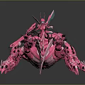 Pink And Blue Armored Dragon With Long Mechanical Body Sharp Claws And Shiny Metallic Design