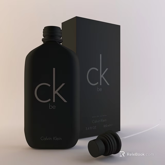 Calvin Klein ck be Perfume in Black Bottle with Brand Packaging Design 3d model 
