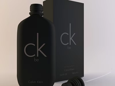 Calvin Klein ck be Perfume in Black Bottle with Brand Packaging Design 3d model