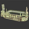 Industrial Mechanical Device Structure With Green Pipes Metal Frame And Control Knobs