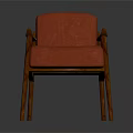 Orange Upholstered Leisure Chair With Wooden Armrests And Sturdy Wooden Legs Design