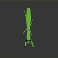 Green Metallic Mantis 3D Model With Red Antennae And Glossy Exoskeleton