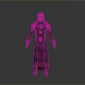 Detailed 3D Fantasy Character Wearing Long Robe With Green Red Design