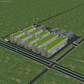 Modern Industrial Factory Complex With Green Roof And White Multi Story Buildings Surrounded By Trees