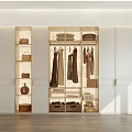 Modern Walk in Closet Interior Design With Hanging Clothes Storage Shelves And Bags