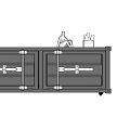 Industrial Style Metal Cabinet With Double Doors Metal Latches And Decorative Statue Cactus On Top