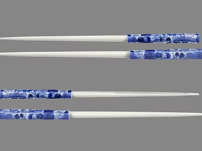 Blue And White Porcelain Pattern Chopsticks For Daily Household Dining Use 3d model