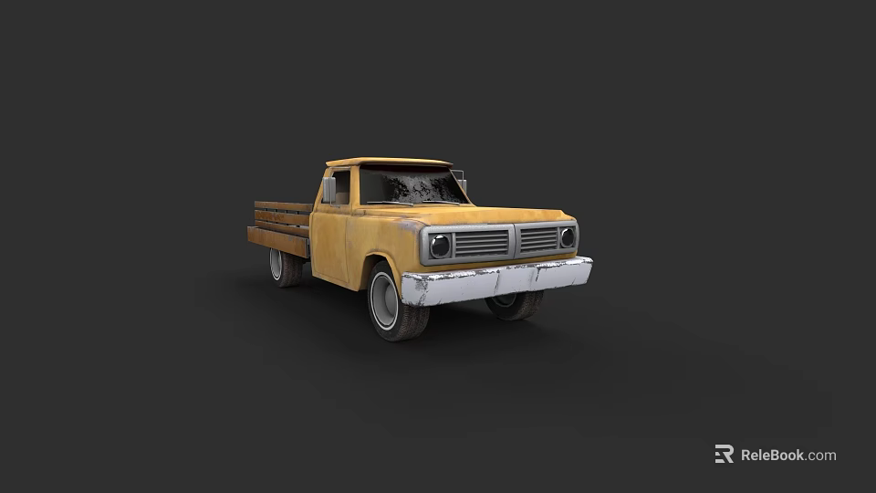Vintage Yellow Pickup Truck With Classic Retro Exterior And Rustic Design 3d model 