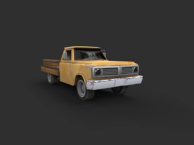 Vintage Yellow Pickup Truck With Classic Retro Exterior And Rustic Design 3d model