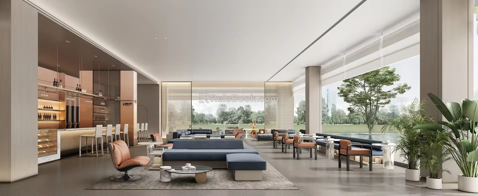 Modern reception area Sales office Negotiation area Rest area 3d model