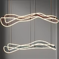 Modern Curved Chandelier With Striped Design and LED Lighting Hanging in Contemporary Space