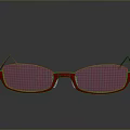 Red Frame Sunglasses With Reflective Lenses On Black Surface And Reflection 3d model