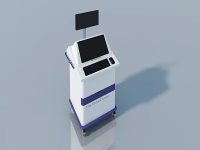 Swing Door Medical Cart With Mobile Display Screen And Keyboard 3d model
