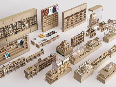 Bookcases With Various Designs And Structures In Multiple Display Models 3d model